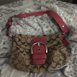 Brown & pink Coach bag in great shape!